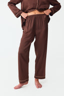 Dilia Warm Brown Classic Silk Pyjama Set