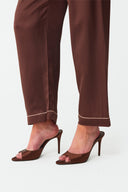 Dilia Warm Brown Classic Silk Pyjama Set