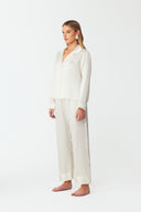 Dilia Pearl White Classic Silk Pyjama Set