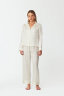 Dilia Pearl White Classic Silk Pyjama Set