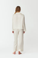 Dilia Pearl White Classic Silk Pyjama Set