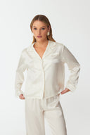 Dilia Pearl White Classic Silk Pyjama Set