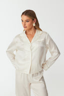 Dilia Pearl White Classic Silk Pyjama Set