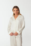 Dilia Pearl White Classic Silk Pyjama Set