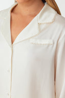 Dilia Pearl White Classic Silk Pyjama Set