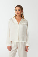 Dilia Pearl White Classic Silk Pyjama Set