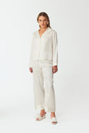 Dilia Pearl White Classic Silk Pyjama Set