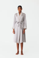 Velvet Lustre Soft Grey Silk Robe