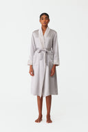 Velvet Lustre Soft Grey Silk Robe