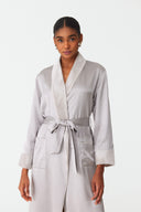 Velvet Lustre Soft Grey Silk Robe