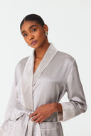 Velvet Lustre Soft Grey Silk Robe