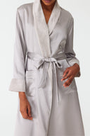 Velvet Lustre Soft Grey Silk Robe