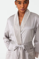 Velvet Lustre Soft Grey Silk Robe