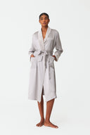 Velvet Lustre Soft Grey Silk Robe