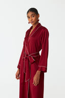 Olla Deep Burgundy Silk Long Robe