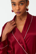 Olla Deep Burgundy Silk Long Robe