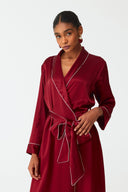 Olla Deep Burgundy Silk Long Robe