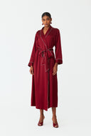 Olla Deep Burgundy Silk Long Robe
