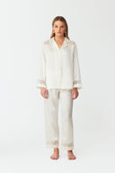 Maramé Ivory White Cropped Silk Pyjama Set