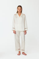 Maramé Ivory White Cropped Silk Pyjama Set