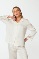 Maramé Ivory White Cropped Silk Pyjama Set