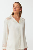 Maramé Ivory White Cropped Silk Pyjama Set