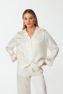 Maramé Ivory White Cropped Silk Pyjama Set