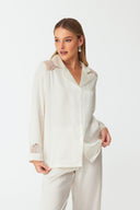 Maramé Ivory White Cropped Silk Pyjama Set
