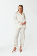 Maramé Ivory White Cropped Silk Pyjama Set