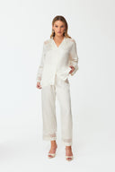Maramé Ivory White Cropped Silk Pyjama Set