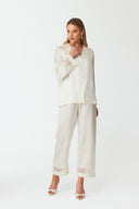 Maramé Ivory White Cropped Silk Pyjama Set
