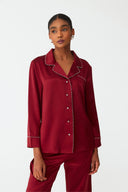 Moonlit Deep Burgundy Lace Silk Pyjama Set