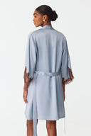 Elina Sky Blue Lace Silk Robe Set
