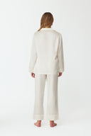 Moonlit Pearl White Lace Silk Pyjama Set