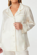 Moonlit Pearl White Lace Silk Pyjama Set