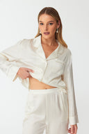Moonlit Pearl White Lace Silk Pyjama Set