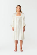 Ezra Pearl White Lace Silk Robe