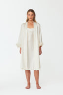 Ezra Pearl White Lace Silk Robe