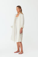 Ezra Pearl White Lace Silk Robe