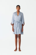 Elina Sky Blue Lace Silk Robe Set