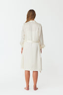 Ezra Pearl White Lace Silk Robe