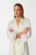 Ezra Pearl White Lace Silk Robe