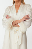 Ezra Pearl White Lace Silk Robe
