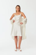 Ezra Pearl White Lace Silk Robe