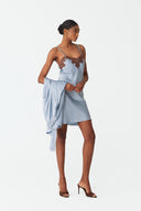 Elina Sky Blue Lace Silk Robe Set