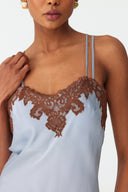 Elina Sky Blue Lace Silk Robe Set