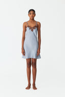 Elina Sky Blue Lace Silk Robe Set