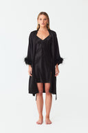 Ezra Classic Black Lace Silk Robe