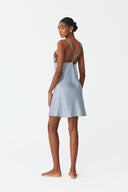 Elina Sky Blue Lace Silk Robe Set