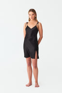Ezra Classic Black Lace Silk Robe